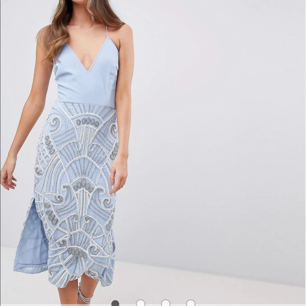 ASOS Blue Embellished Midi Dress